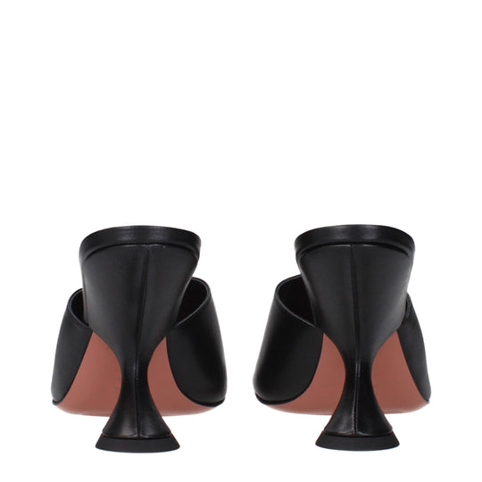 Amina Muaddi Schwarze Leder Stiletto Heels Sandalen
