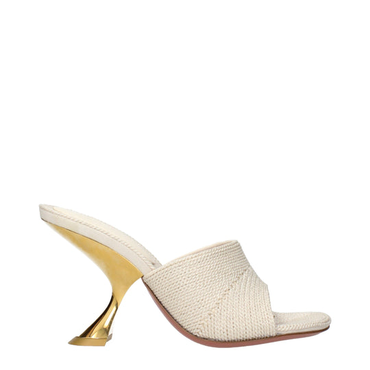 Amina Muaddi Beige Stoffpantoffeln Sandalen