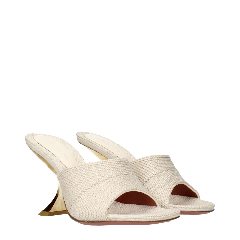 Amina Muaddi Beige Stoffpantoffeln Sandalen