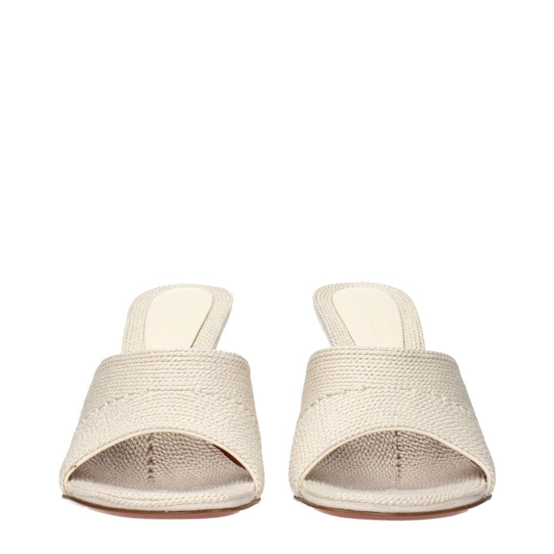 Amina Muaddi Beige Stoffpantoffeln Sandalen