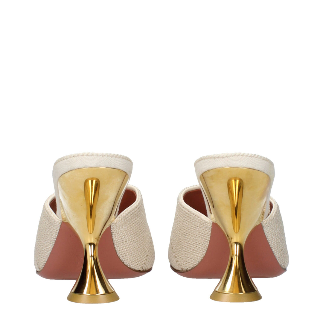 Amina Muaddi Beige Stoffpantoffeln Sandalen