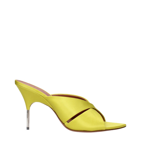 Amina Muaddi Grün Satin Stiletto Heels Sandalen