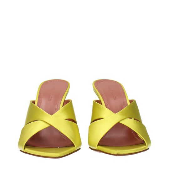 Amina Muaddi Grün Satin Stiletto Heels Sandalen