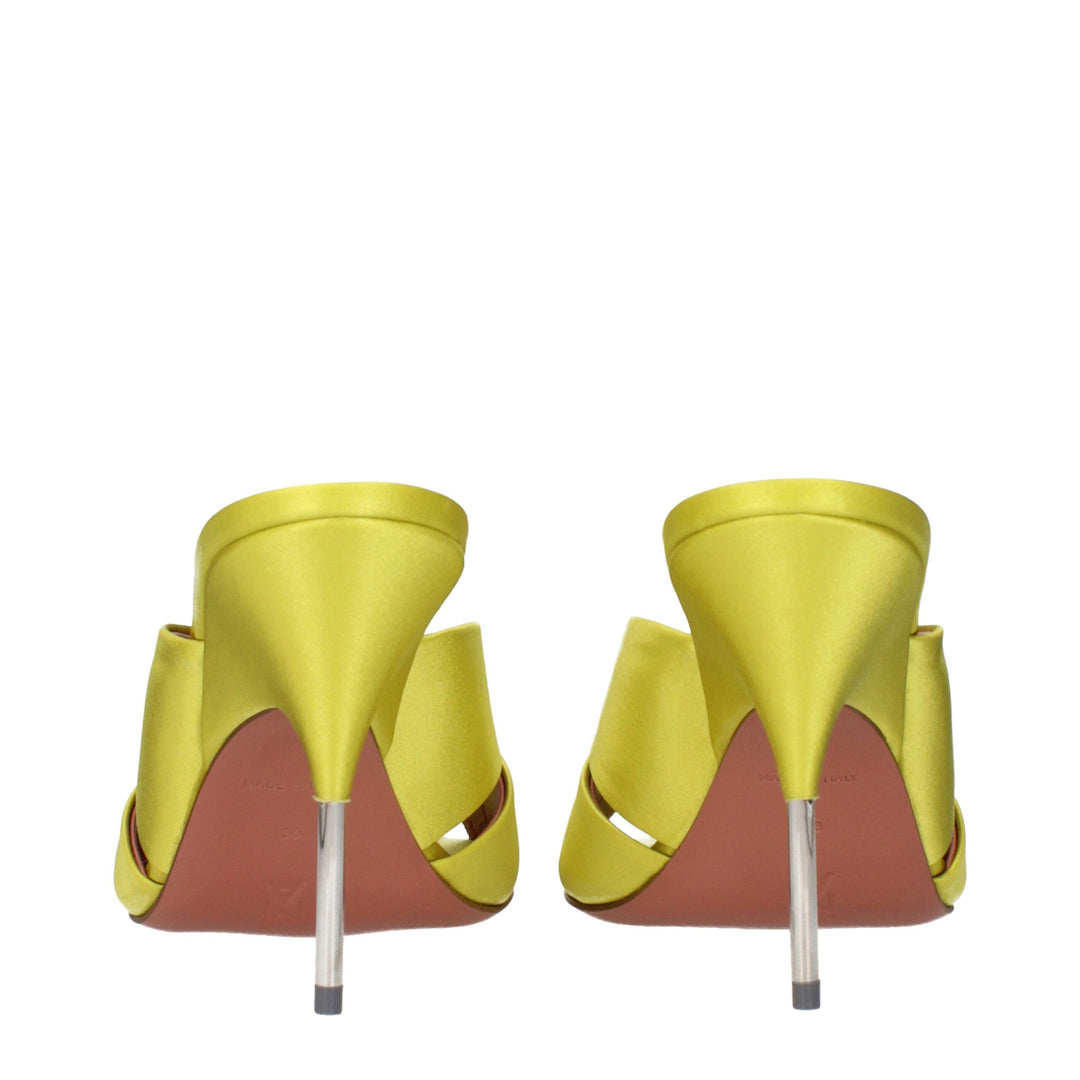 Amina Muaddi Grün Satin Stiletto Heels Sandalen