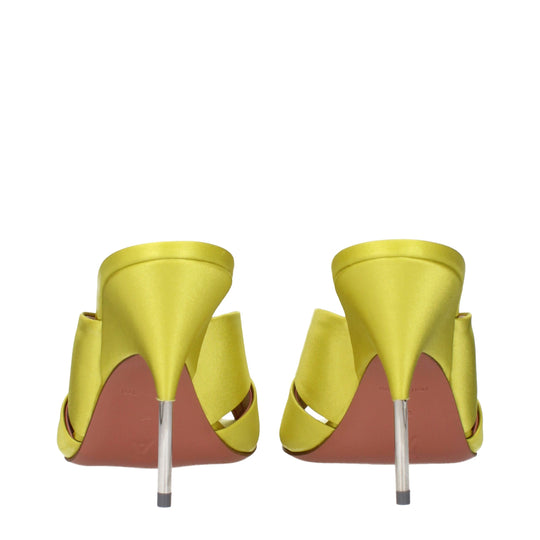 Amina Muaddi Grün Satin Stiletto Heels Sandalen