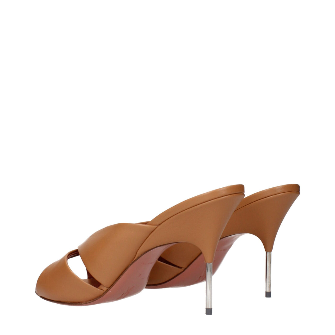 Amina Muaddi Braune Leder Stiletto Heels Sandalen