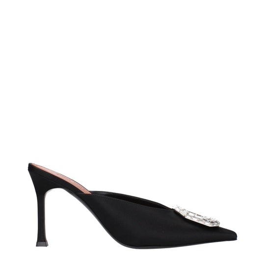 Amina Muaddi Schwarze Satin High Heel Pumps