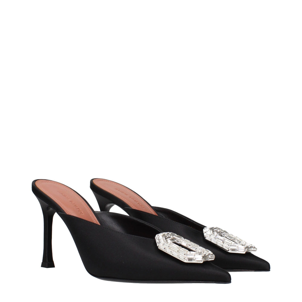 Amina Muaddi Schwarze Satin High Heel Pumps