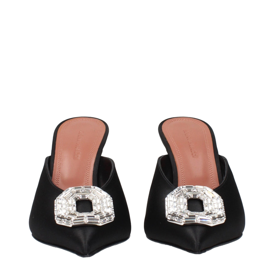 Amina Muaddi Schwarze Satin High Heel Pumps