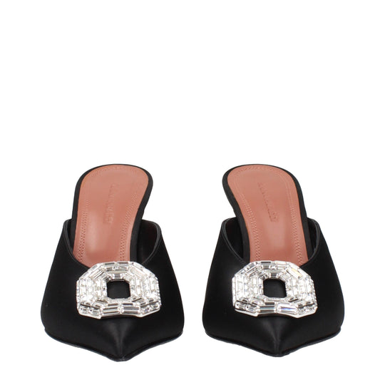 Amina Muaddi Schwarze Satin High Heel Pumps