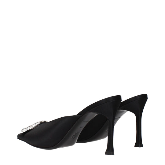 Amina Muaddi Schwarze Satin High Heel Pumps