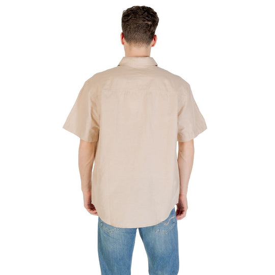 Calvin Klein Jeans Beige Leinen-Kurzarmhemd