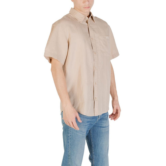 Calvin Klein Jeans Beige Leinen-Kurzarmhemd