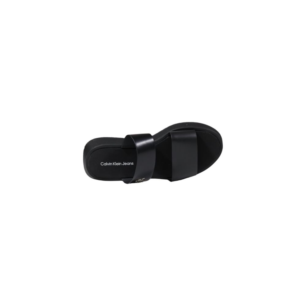 Calvin Klein Jeans Schwarze Leder-Sandale