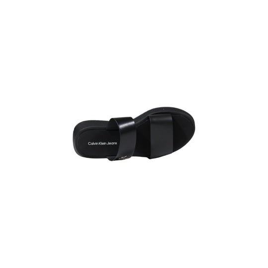 Calvin Klein Jeans Schwarze Leder-Sandale