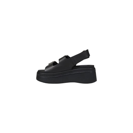 Tommy Hilfiger Jeans Schwarze Leder-Sandale