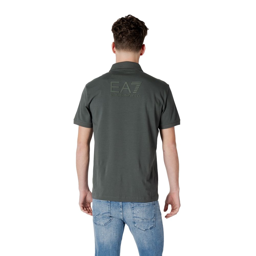 EA7 Emporio Armani Grünes Baumwoll-Poloshirt
