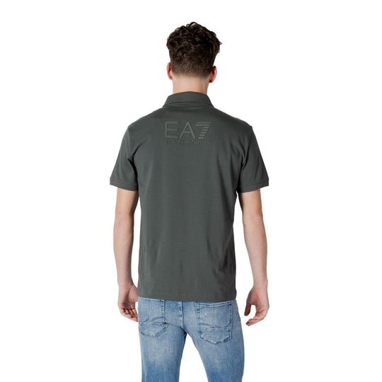 EA7 Emporio Armani Grünes Baumwoll-Poloshirt