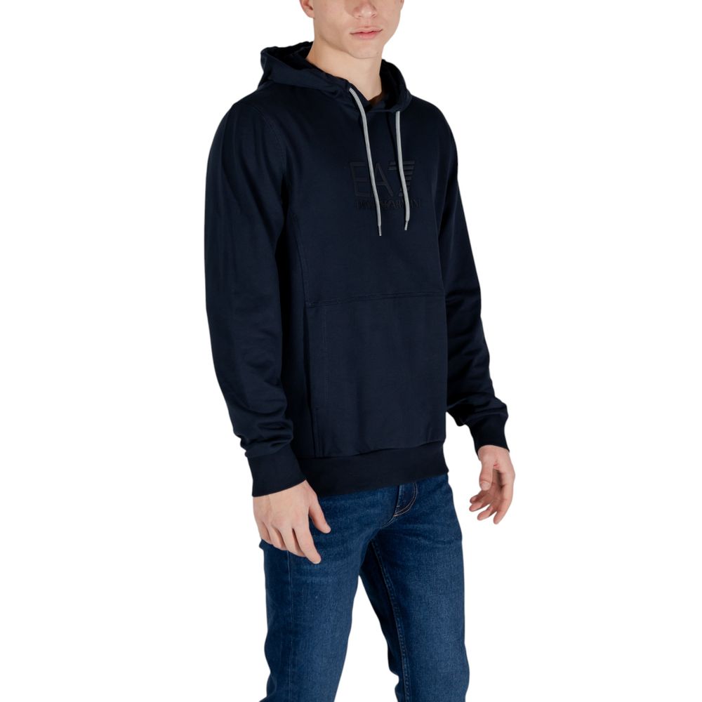 EA7 Emporio Armani Blauer Baumwoll-Kapuzenpulli