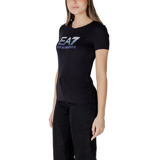EA7 Emporio Armani Schwarzes T-Shirt aus Baumwolle