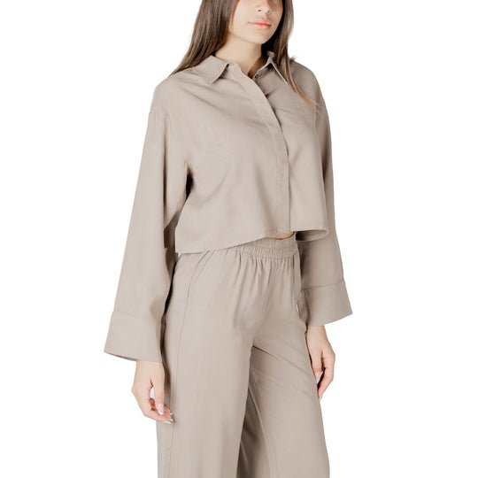 Only Beigefarbene Viskose-Bluse