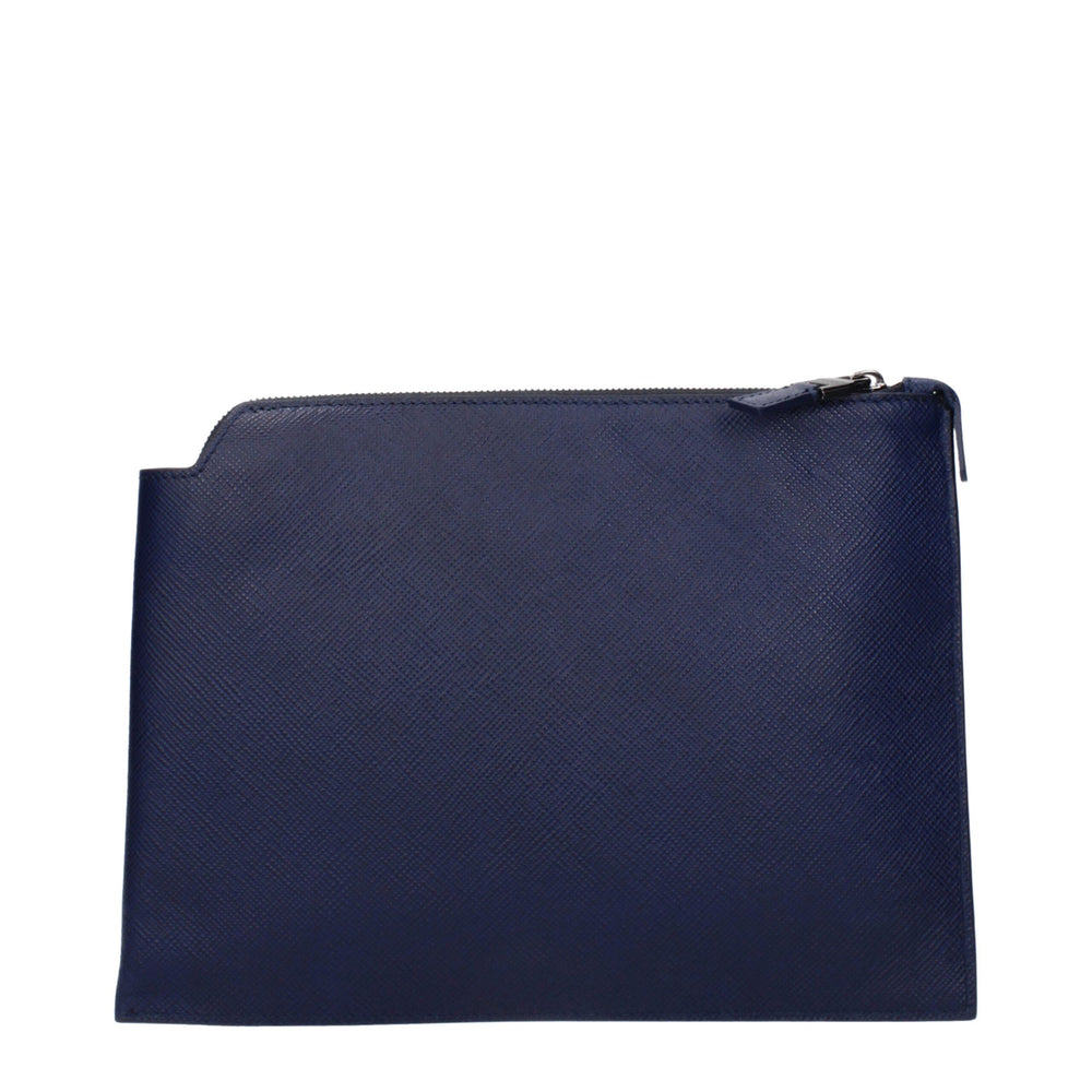 Pineider Blaue Leder-Kupplungstaschen