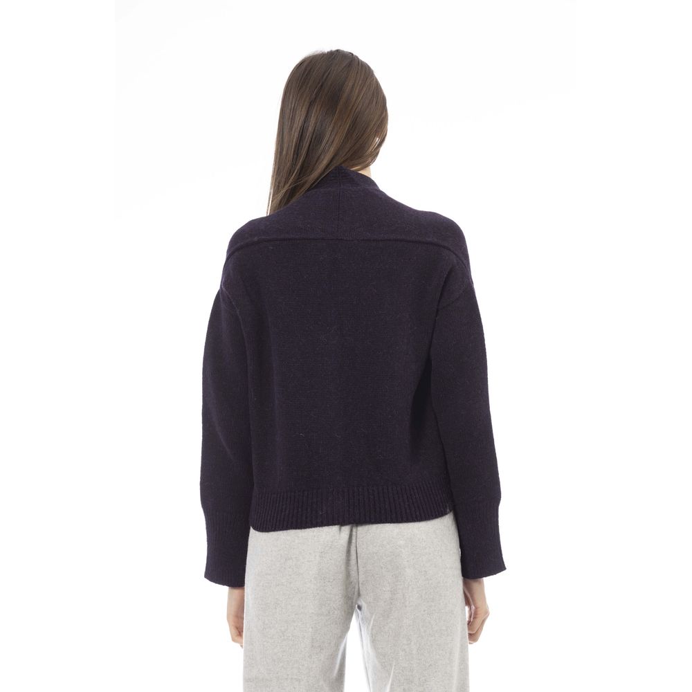 Alpha Studio Lila Strickjacke aus Merinowolle