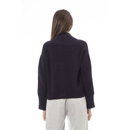 Alpha Studio Lila Strickjacke aus Merinowolle