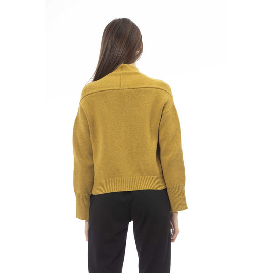 Alpha Studio Gelbe Strickjacke aus Merinowolle für Frauen