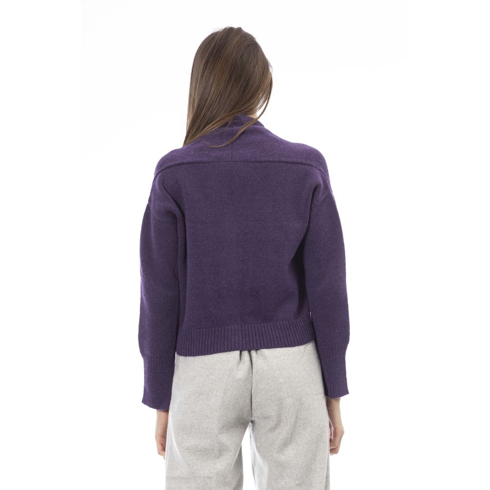 Alpha Studio Lila Strickjacke aus Merinowolle