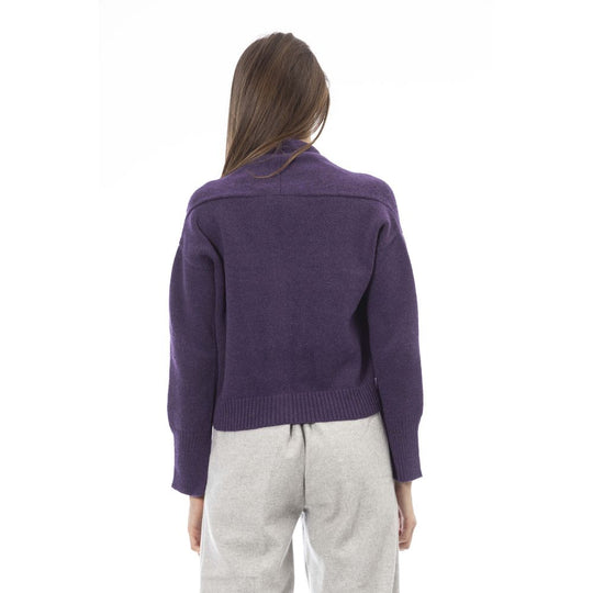 Alpha Studio Lila Strickjacke aus Merinowolle