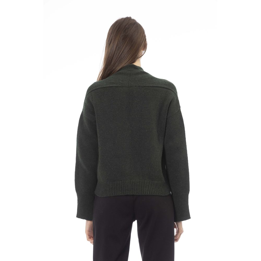Alpha Studio Graue Strickjacke aus Merinowolle