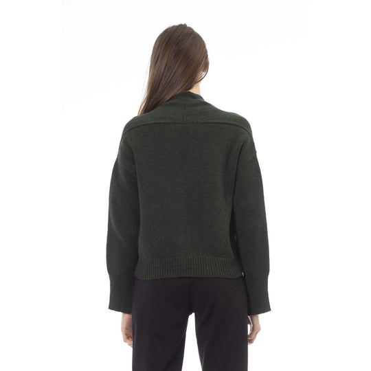Alpha Studio Graue Strickjacke aus Merinowolle