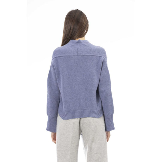Alpha Studio Hellblaue Strickjacke aus Merinowolle