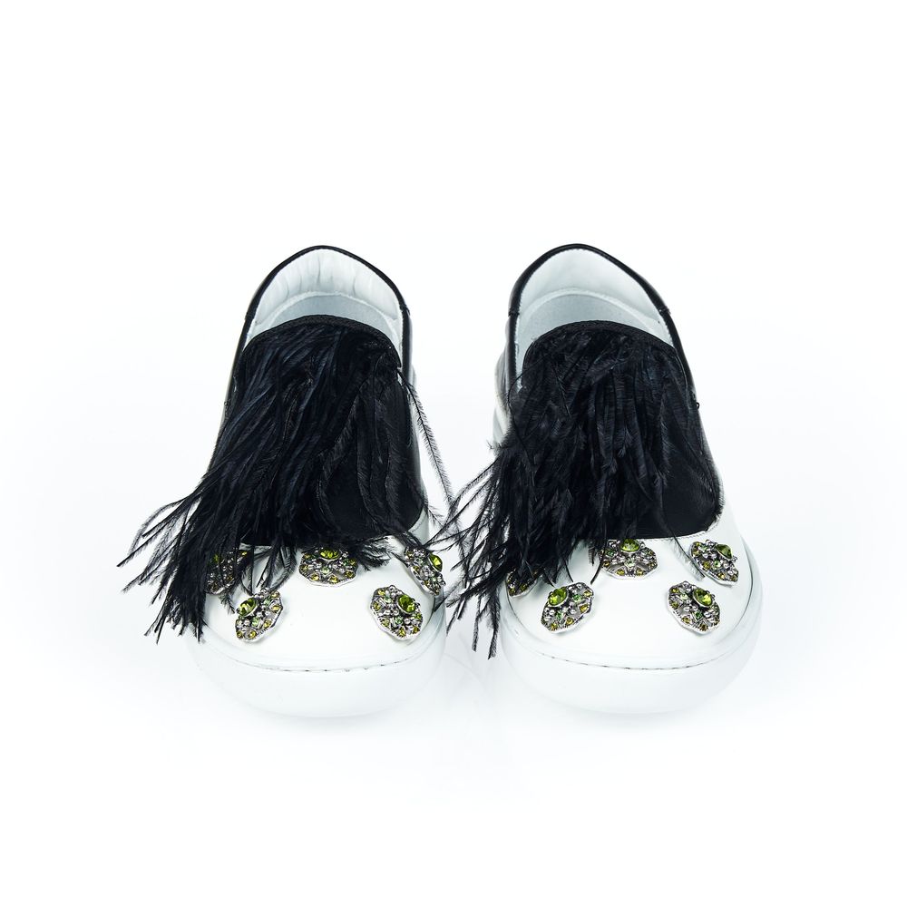 Mr&Mrs Italy Schwarzer und weißer Schuh aus Rindsleder