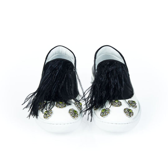 Mr&Mrs Italy Schwarzer und weißer Schuh aus Rindsleder
