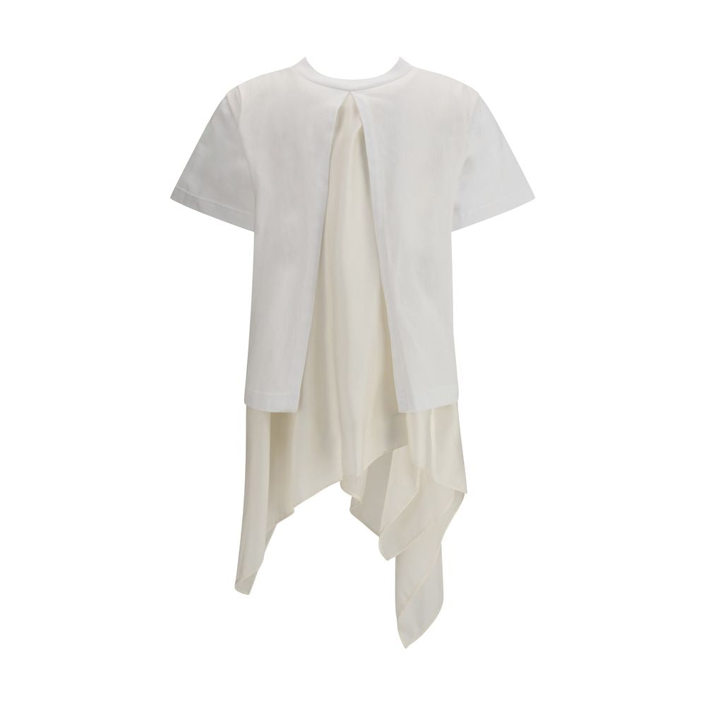 Sacai Jersey-T-Shirt mit Polyester-Detail