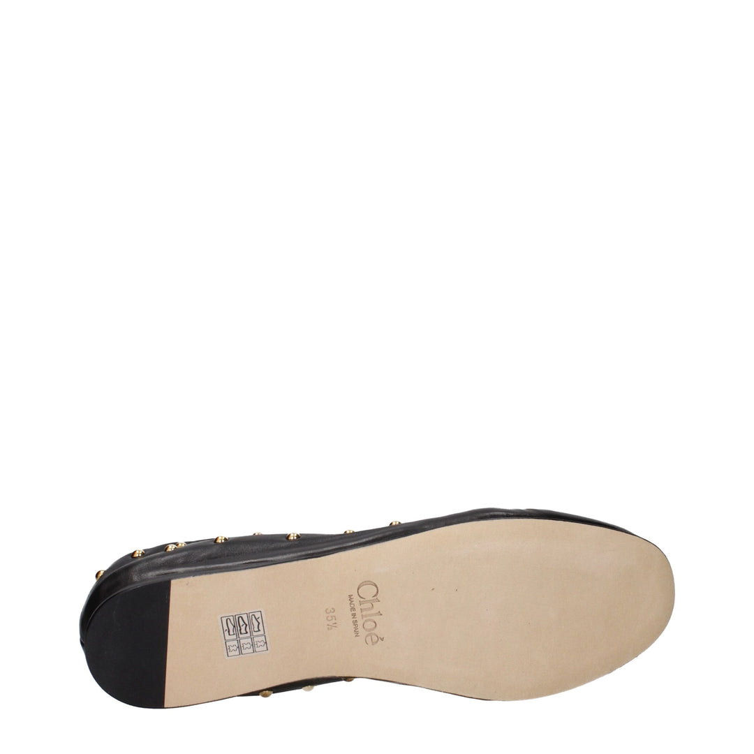 Chloé Schwarze Leder-Ballett-Flats