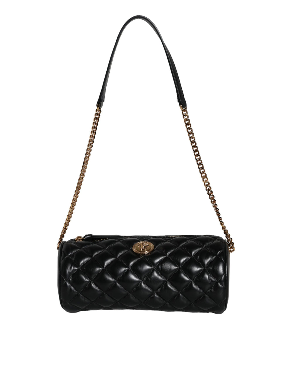 Versace Schwarz Mini gestepptes Lammfell Leder Crossbody Sling Borse Tasche