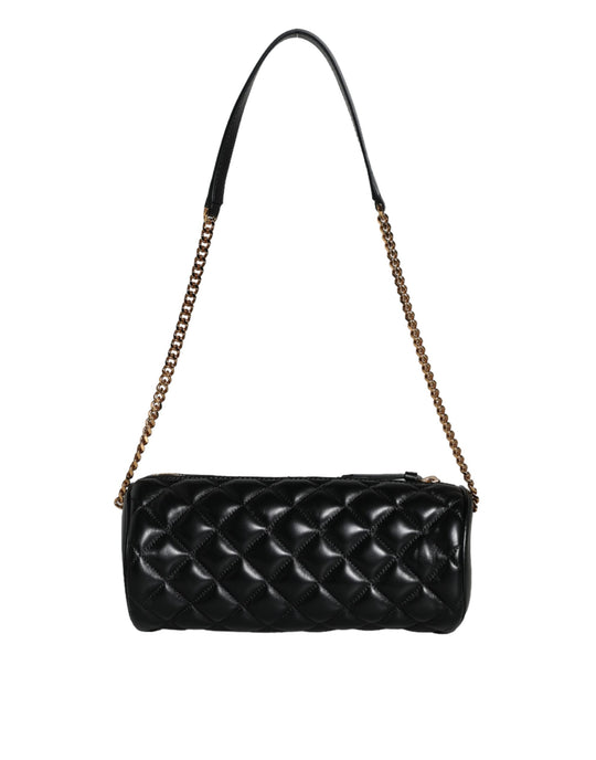 Versace Schwarz Mini gestepptes Lammfell Leder Crossbody Sling Borse Tasche