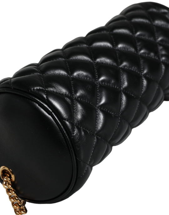 Versace Schwarz Mini gestepptes Lammfell Leder Crossbody Sling Borse Tasche