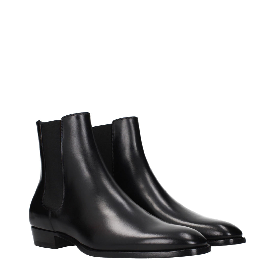 Celine Schwarze Lederstiefeletten