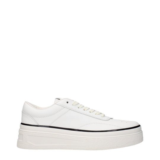 Jil Sander Weiße Leder Plateau Turnschuhe