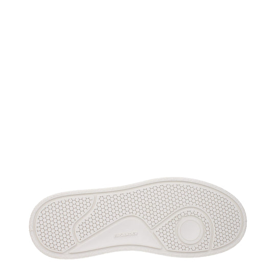 Jil Sander Weiße Leder Plateau Turnschuhe