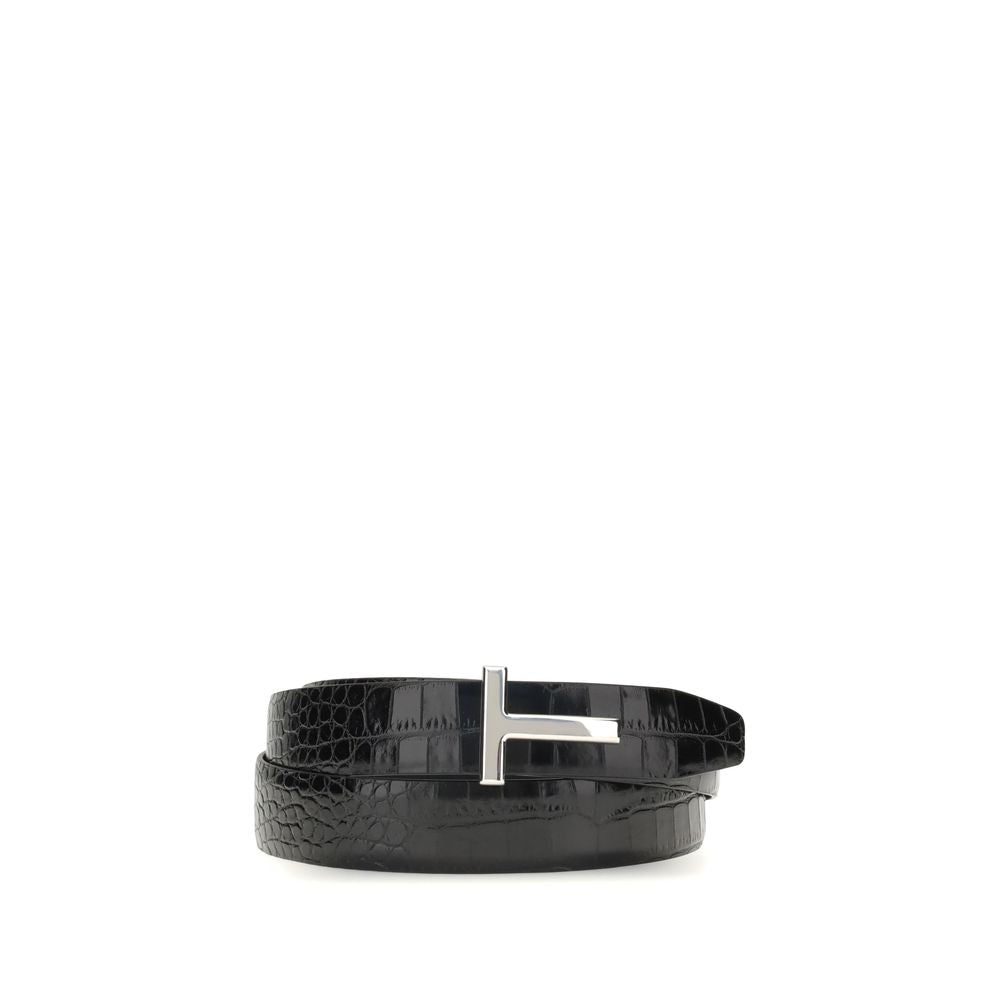 Tom Ford GLÄNZENDER BEDRUCKTER KROKODIL-WENDEGÜRTEL 30