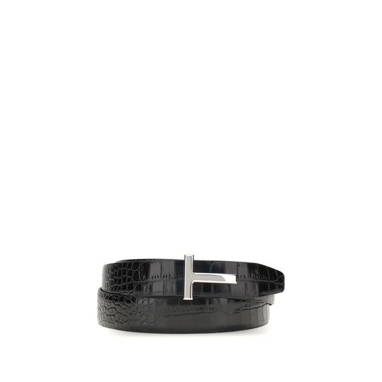 Tom Ford GLÄNZENDER BEDRUCKTER KROKODIL-WENDEGÜRTEL 30