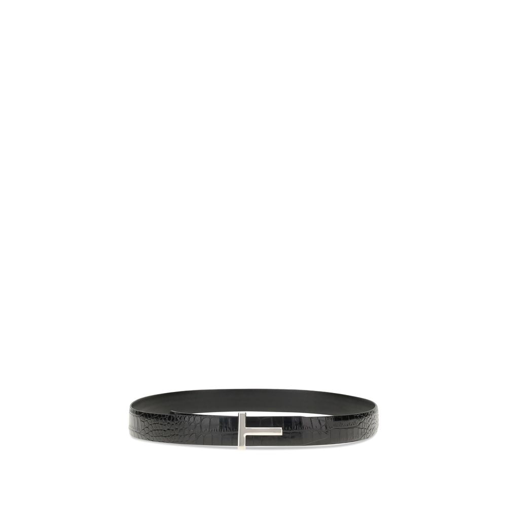 Tom Ford GLÄNZENDER BEDRUCKTER KROKODIL-WENDEGÜRTEL 30