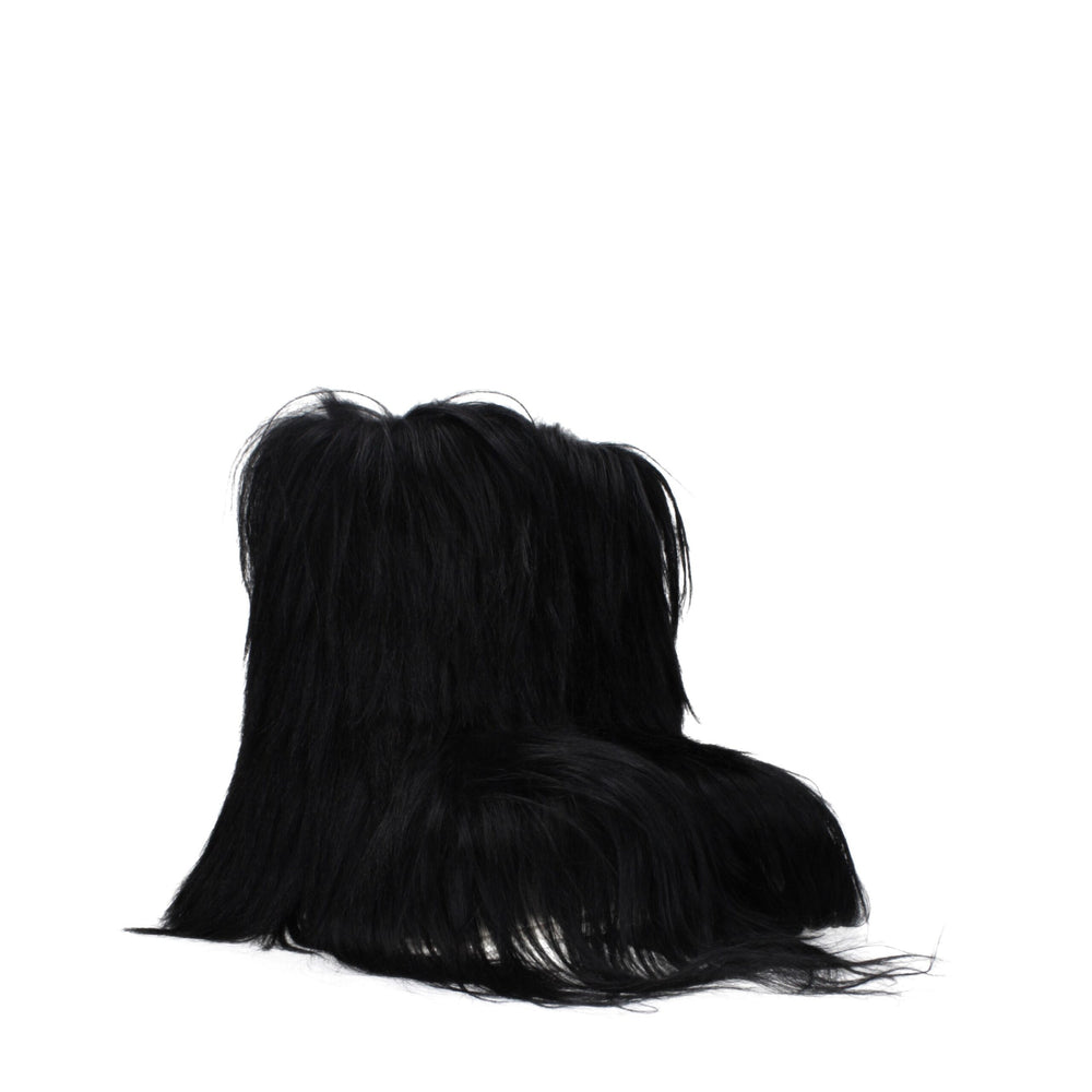 Rick Owens Schwarze Fellstiefel