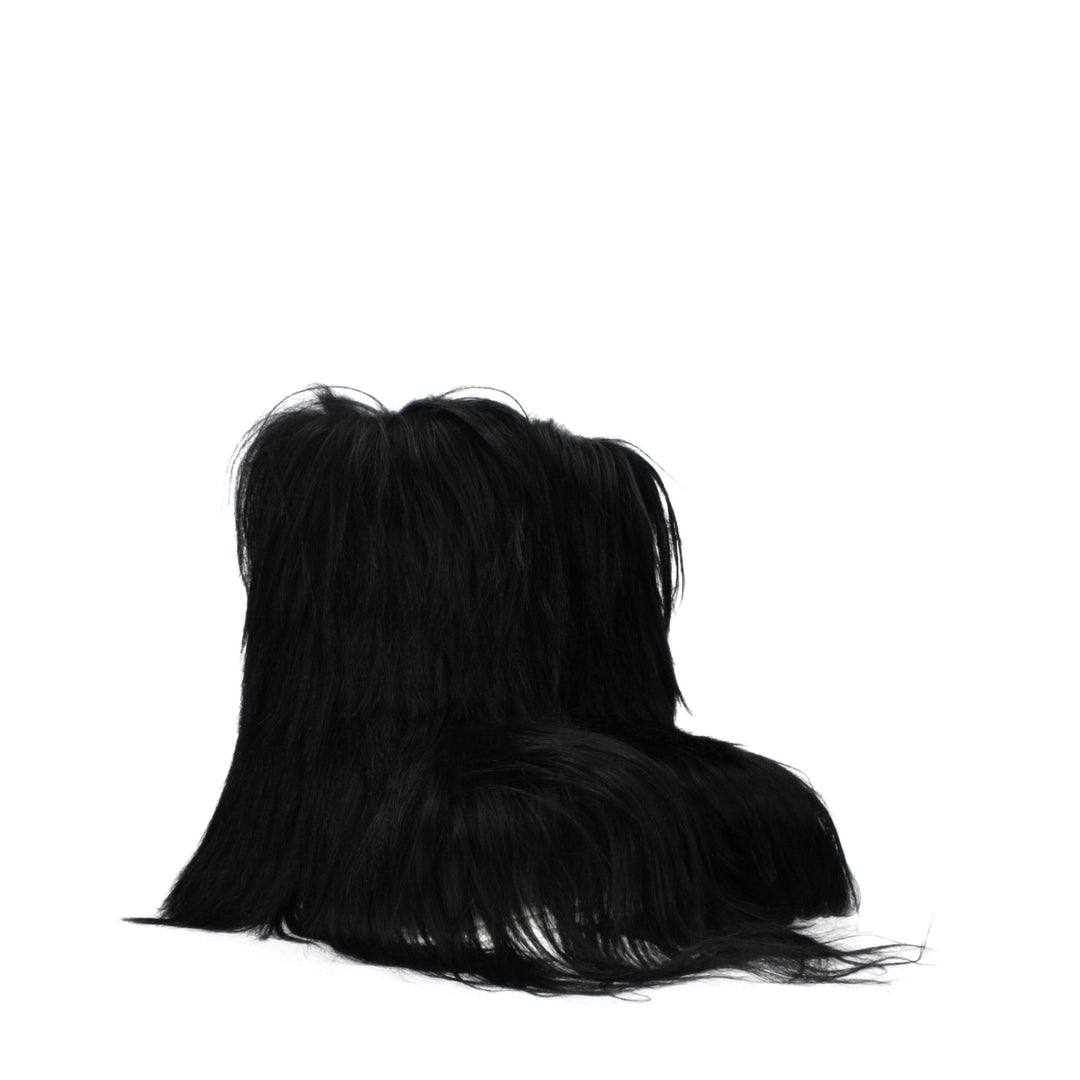 Rick Owens Schwarze Fellstiefel