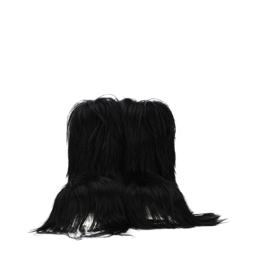 Rick Owens Schwarze Fellstiefel